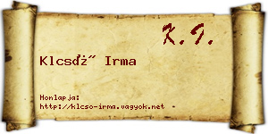 Klcsó Irma névjegykártya